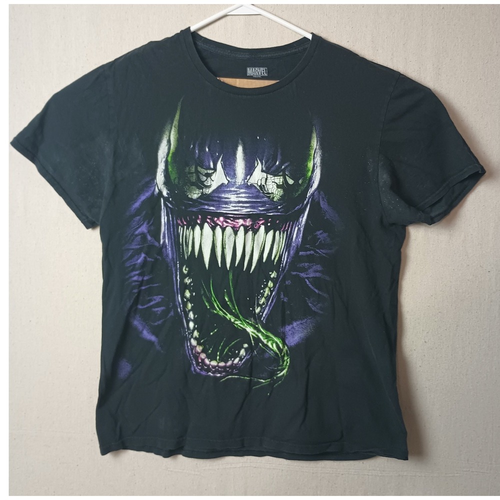 Marvel Venom Graphic Print T-Shirt Comic Book Villain Tee‎ Large Short Sleeve N